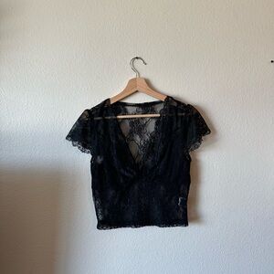 Black Lace Crop Top